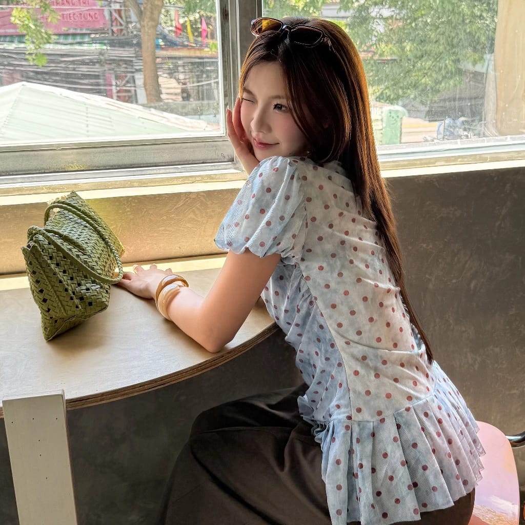 Áo kiểu nữ POLKA DOT chấm bi - Ảnh 6