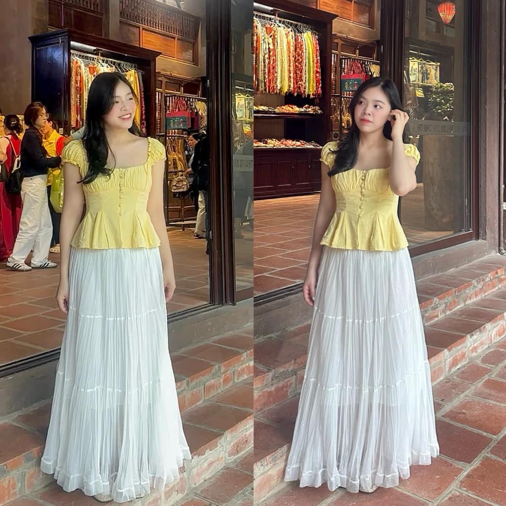 Chân váy dài 90cm dáng xoè chất voan - Ảnh 4