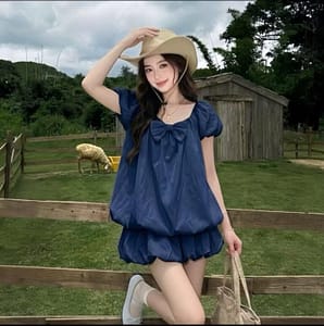 set áo nơ tay phồng