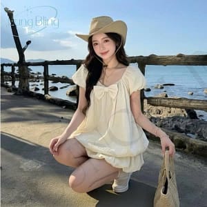 set áo nơ tay phồng